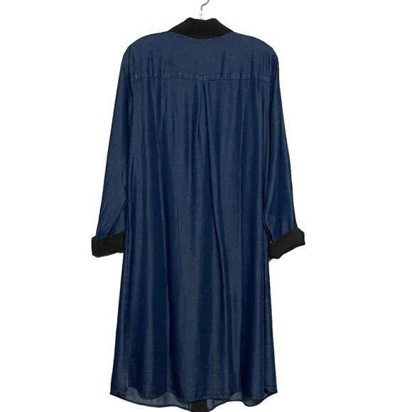 Soft Surroundings Blue Icon Urbina Shirt Dress Denim Western Faux Suede Trim - Picture 5 of 10